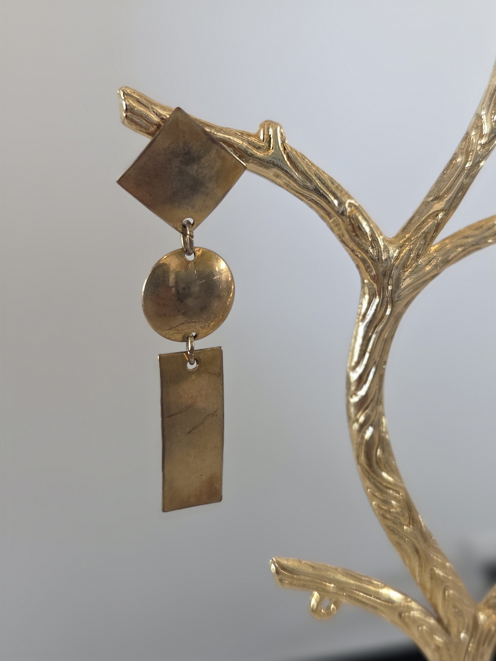 Gold Geometric Drop Earrings - Unbranded